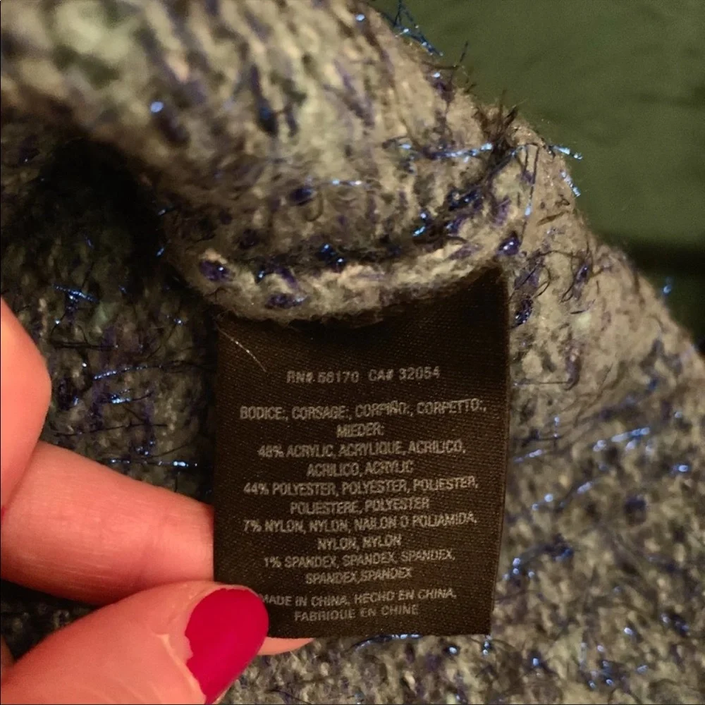 Anthropologie Moth Sparkle Knit Tinsel Mock Neck Turtleneck Sweater Blue Small - Picture 5 of 7